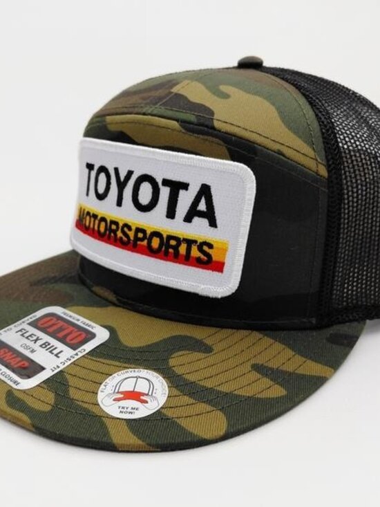 Toyota Trucks Custom Patch Camo Hat - 7-Panel Flat Bill Trucker Mesh Snapback